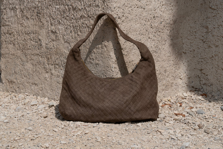 Chiara Ledertasche Wildleder Dark Taupe
