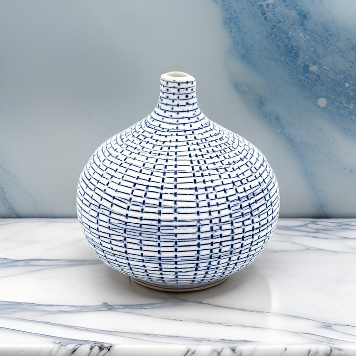 Mini Blue Congo Knospenvase aus Porzellankeramik