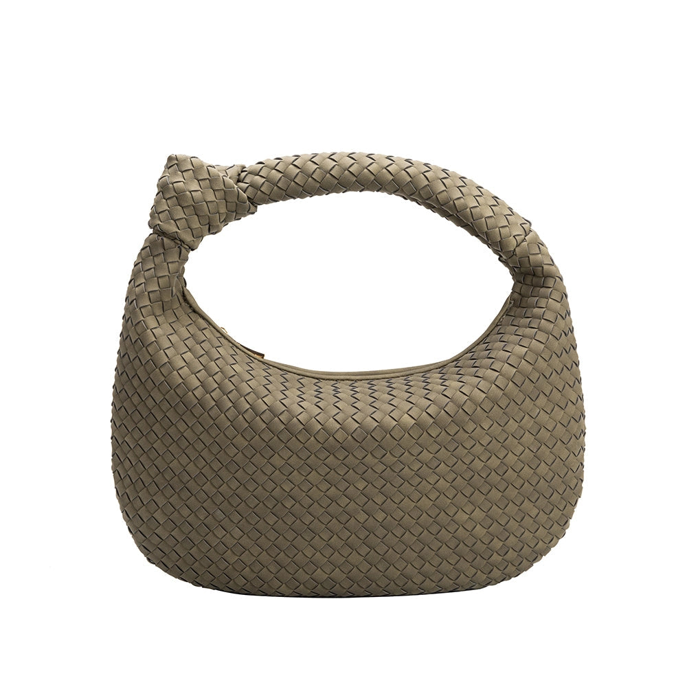 Brigitte Große Schultertasche aus recyceltem veganem Material in Oliv