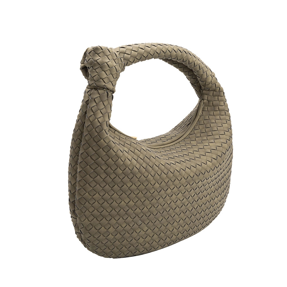 Brigitte Große Schultertasche aus recyceltem veganem Material in Oliv