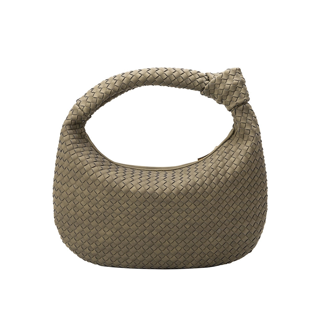Brigitte Große Schultertasche aus recyceltem veganem Material in Oliv