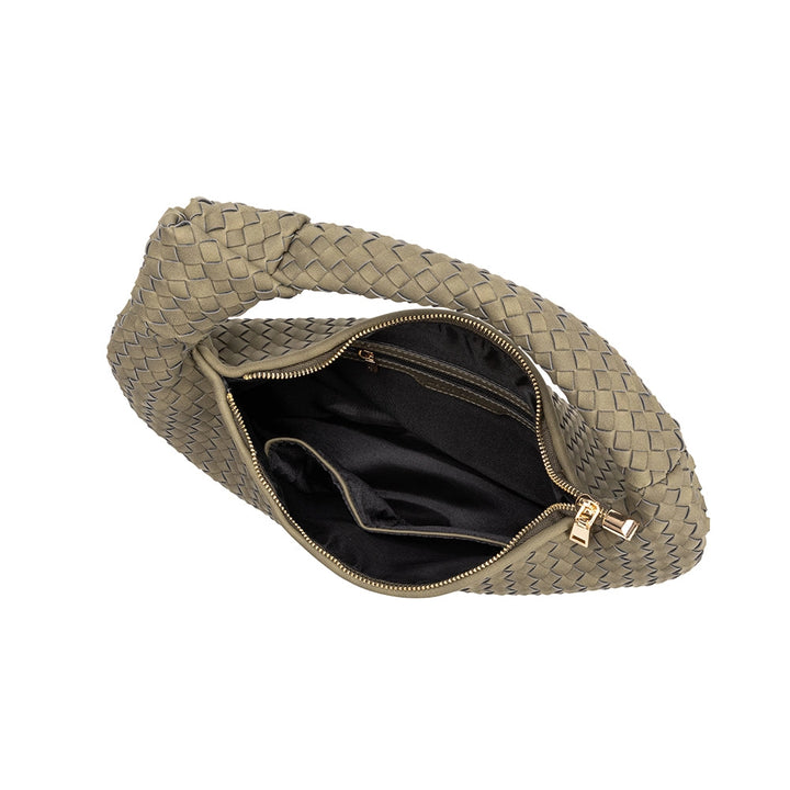 Brigitte Große Schultertasche aus recyceltem veganem Material in Oliv
