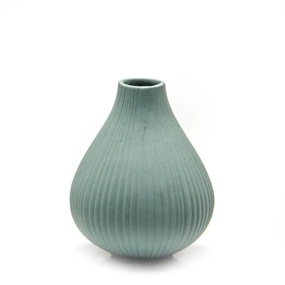 Frost Matte Biskuitknospen-Blumenvase Pfauengrün
