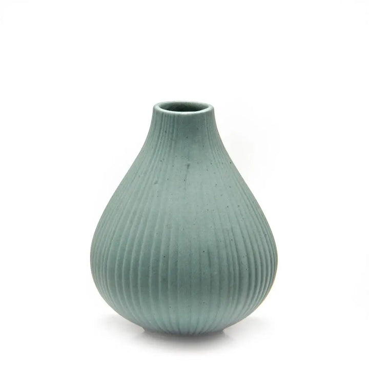 Frost Matte Biskuitknospen-Blumenvase Pfauengrün