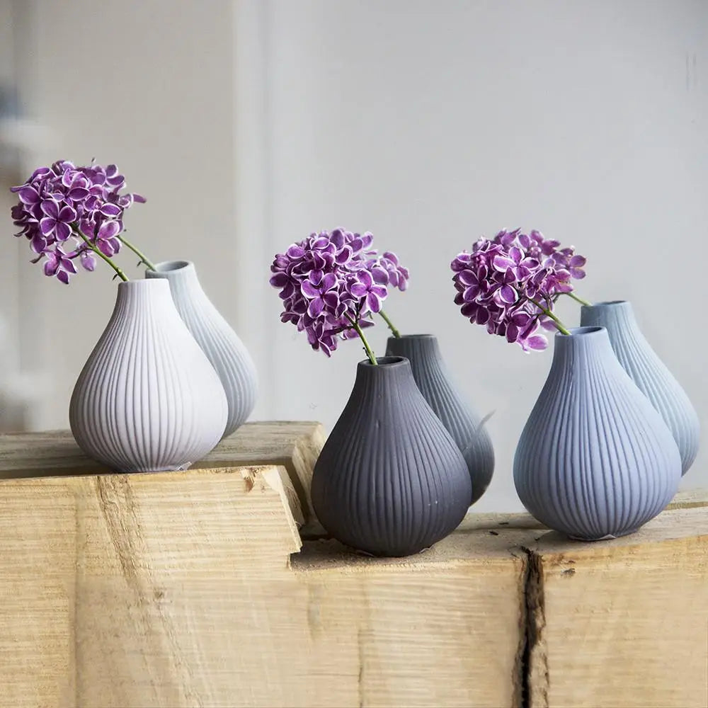 Frost Matte Biskuitknospen-Blumenvase Blaugrau