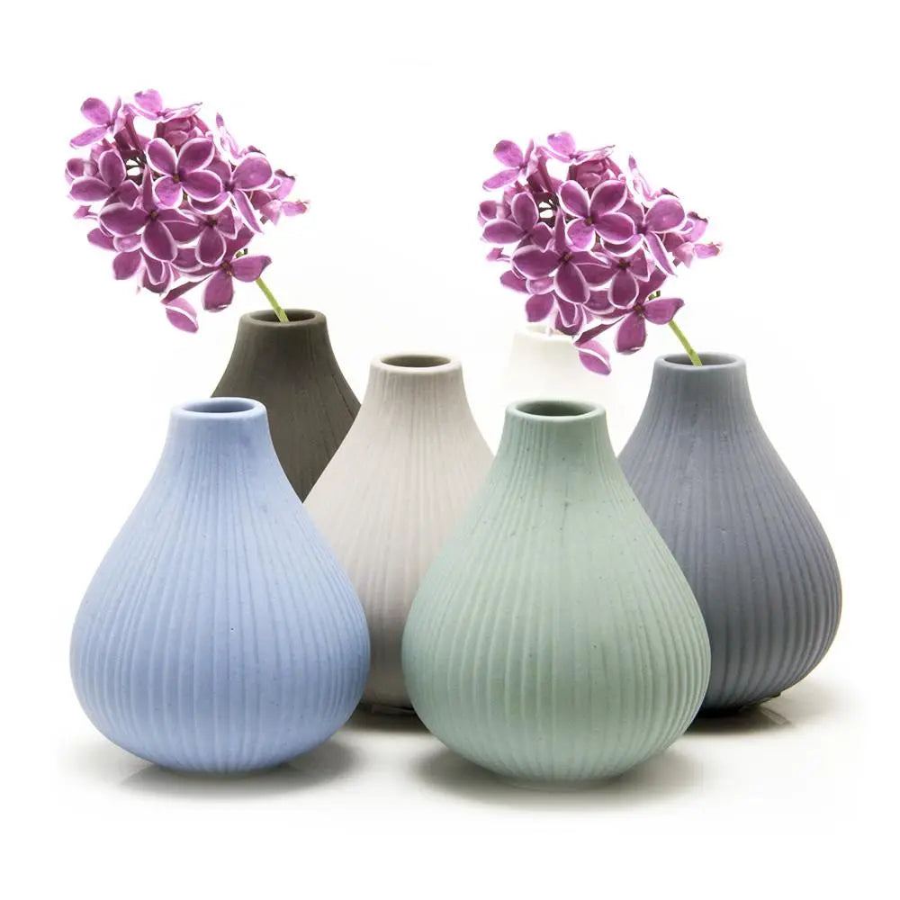 Frost Matte Biskuitknospen-Blumenvase Blaugrau