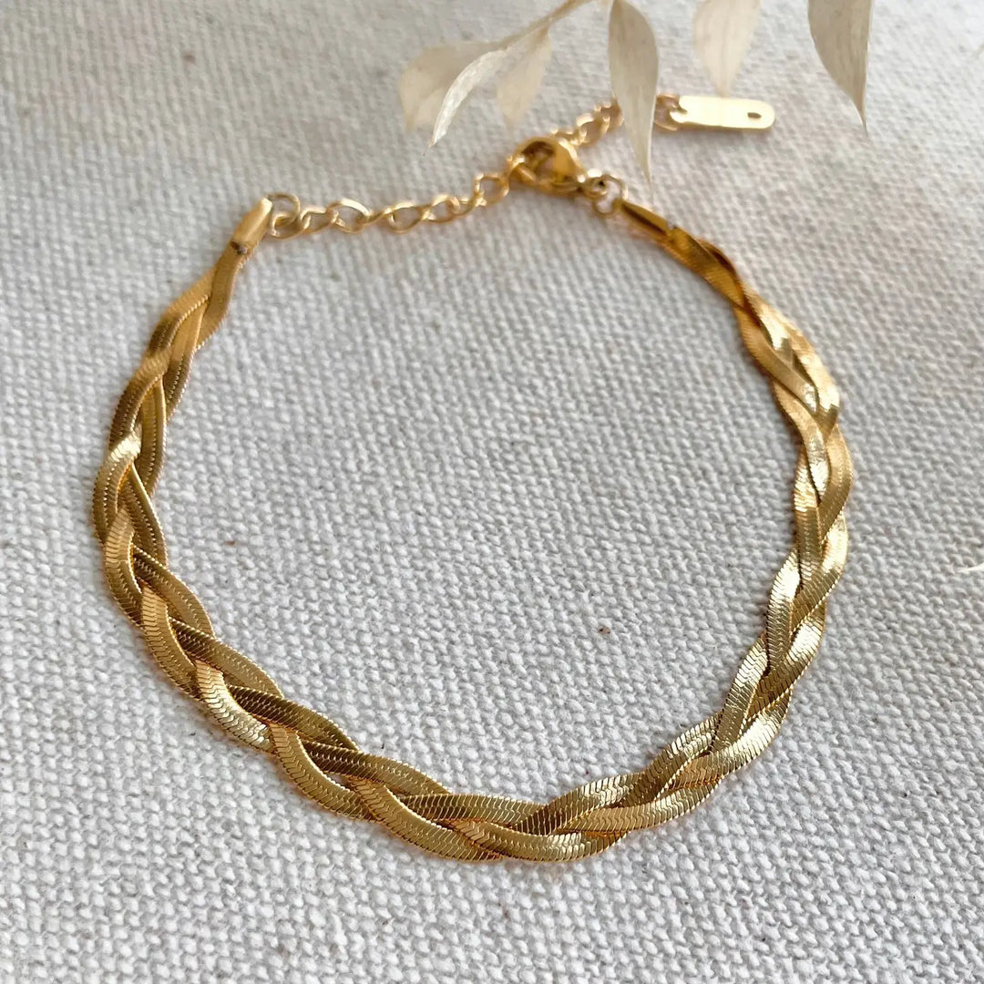 Geflochtenes Kettenarmband 18k vergoldet