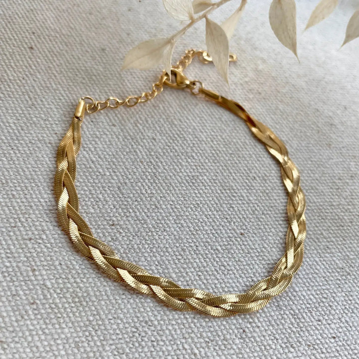 Geflochtenes Kettenarmband 18k vergoldet