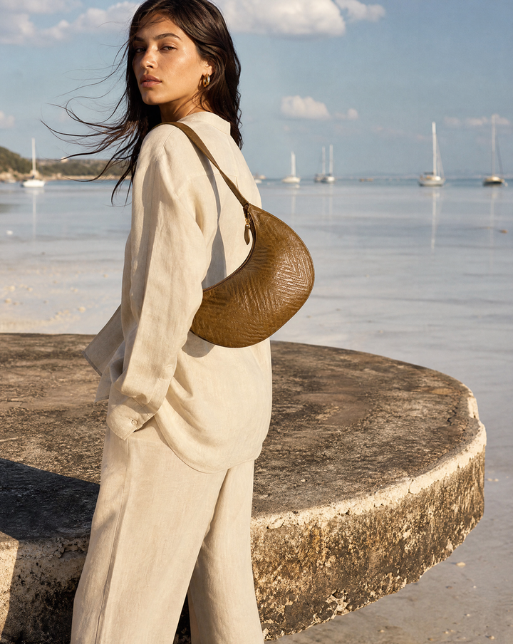 Bari Crossbody Leather Bag in Wild Olive
