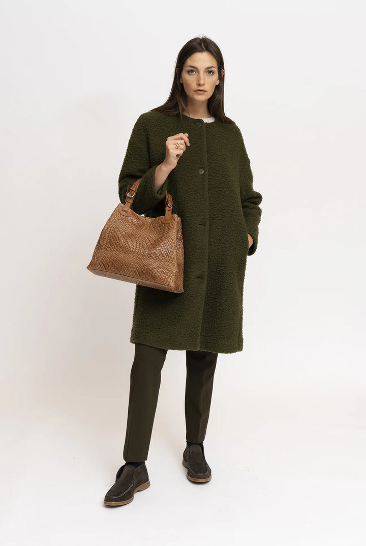 Marta geflochtene Ledertasche Italia in Golden Brown
