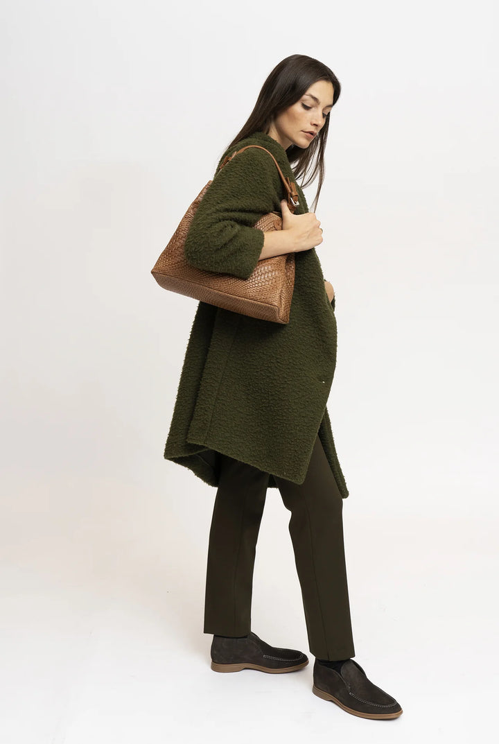 Marta geflochtene Ledertasche Italia in Golden Brown
