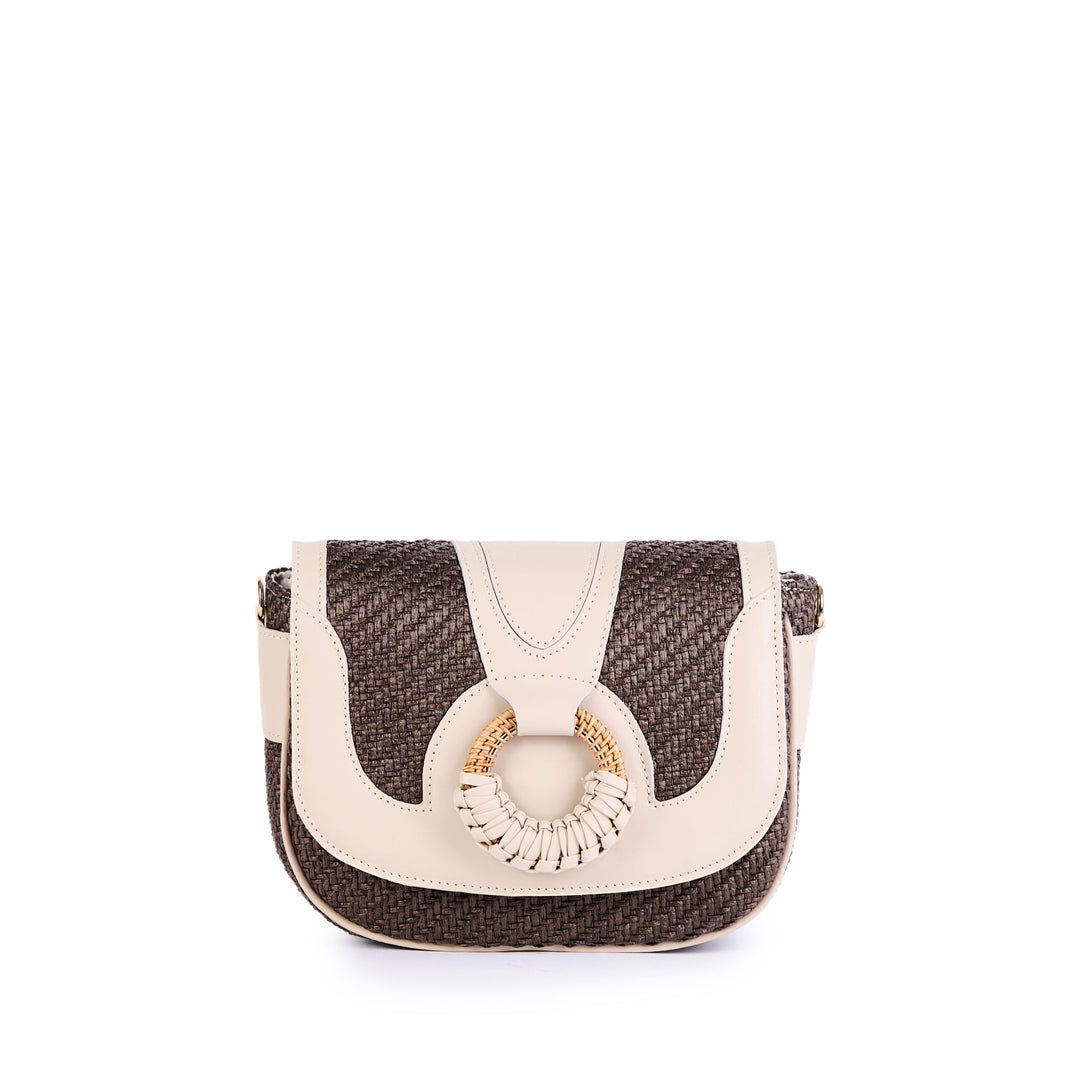 Olivia Rafia Crossbody Dunkles Taupe