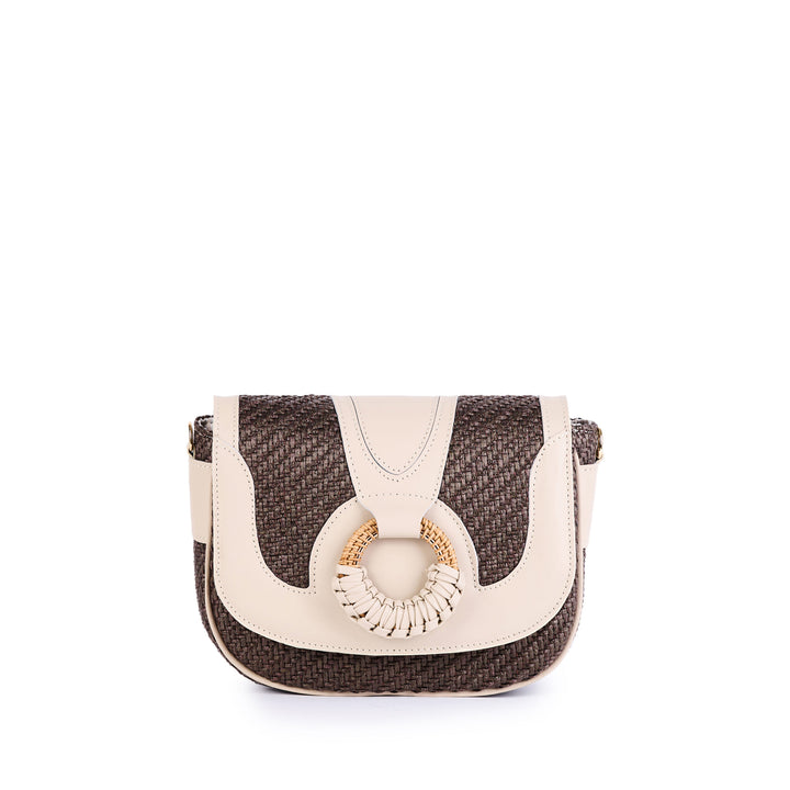 Olivia Rafia Crossbody Dunkles Taupe