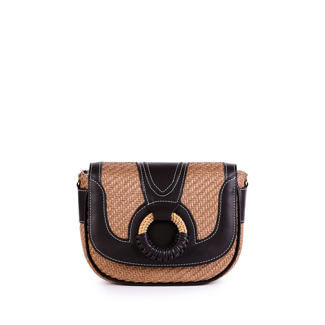 Olivia Rafia Crossbody Dunkelbraun