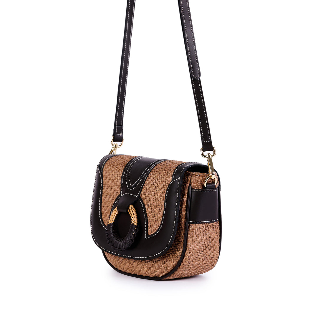 Olivia Rafia Crossbody Dunkelbraun
