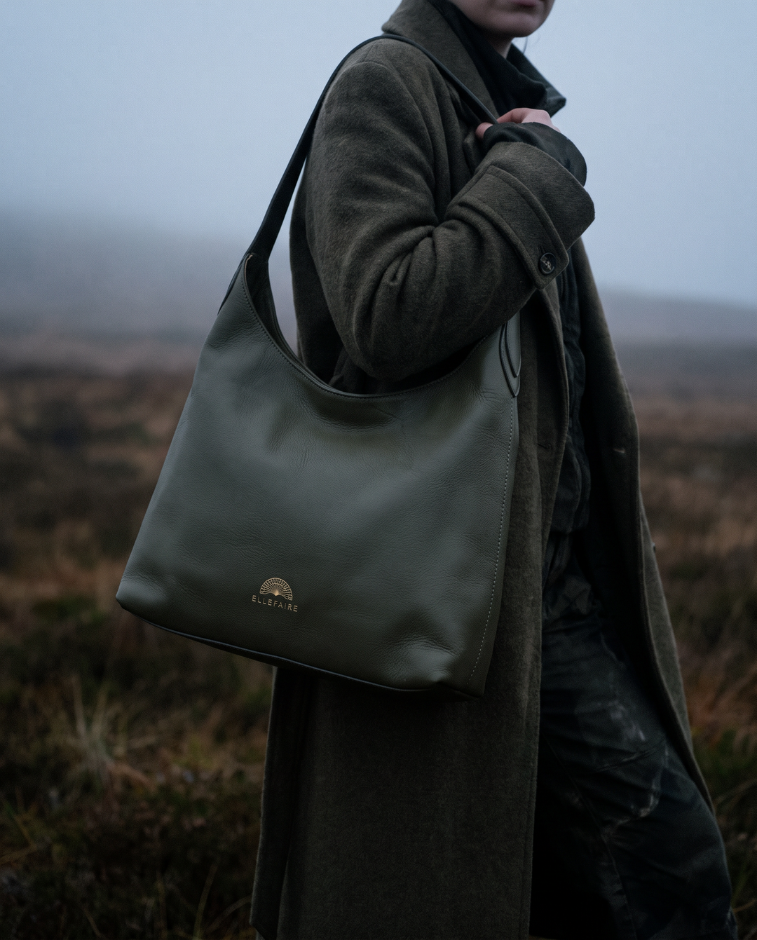 Roma Laptoptasche aus Leder Olive