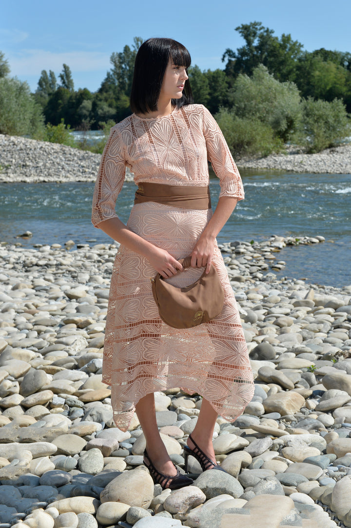 Sienna Crossbody handbag made from recycled vegan material in Dark Caramel