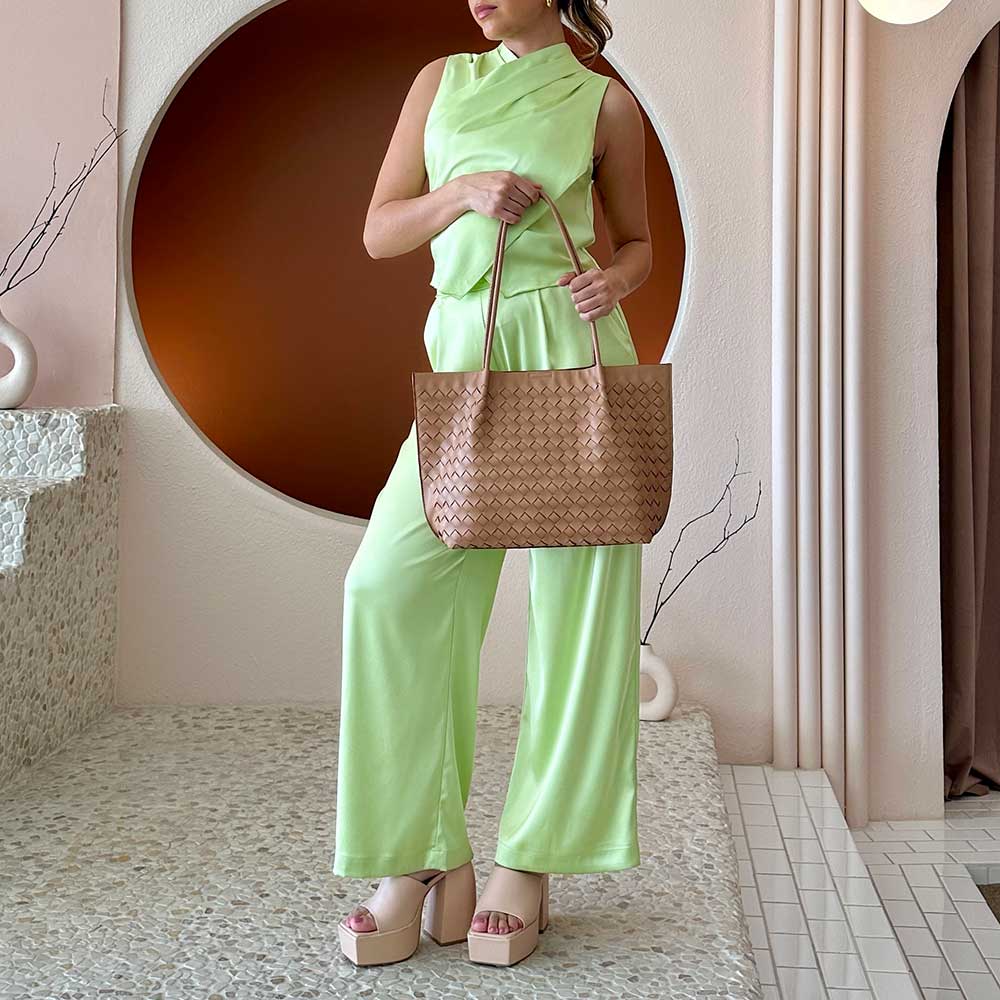 Melie Bianco Victoria Bone recycelte vegane Tragetasche