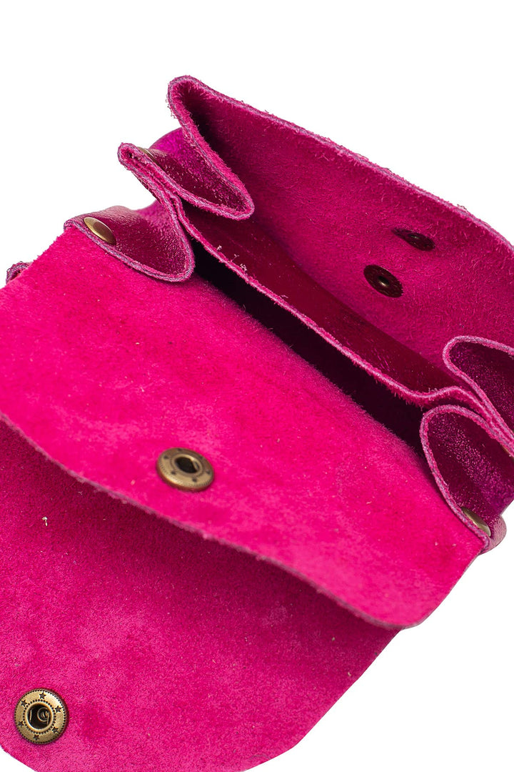 Suzie kleine Leder-Geldbörse Fuchsia Metall