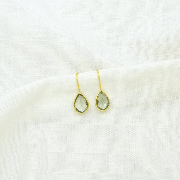 Teardrop Grüner Amethyst Gold Ohrring