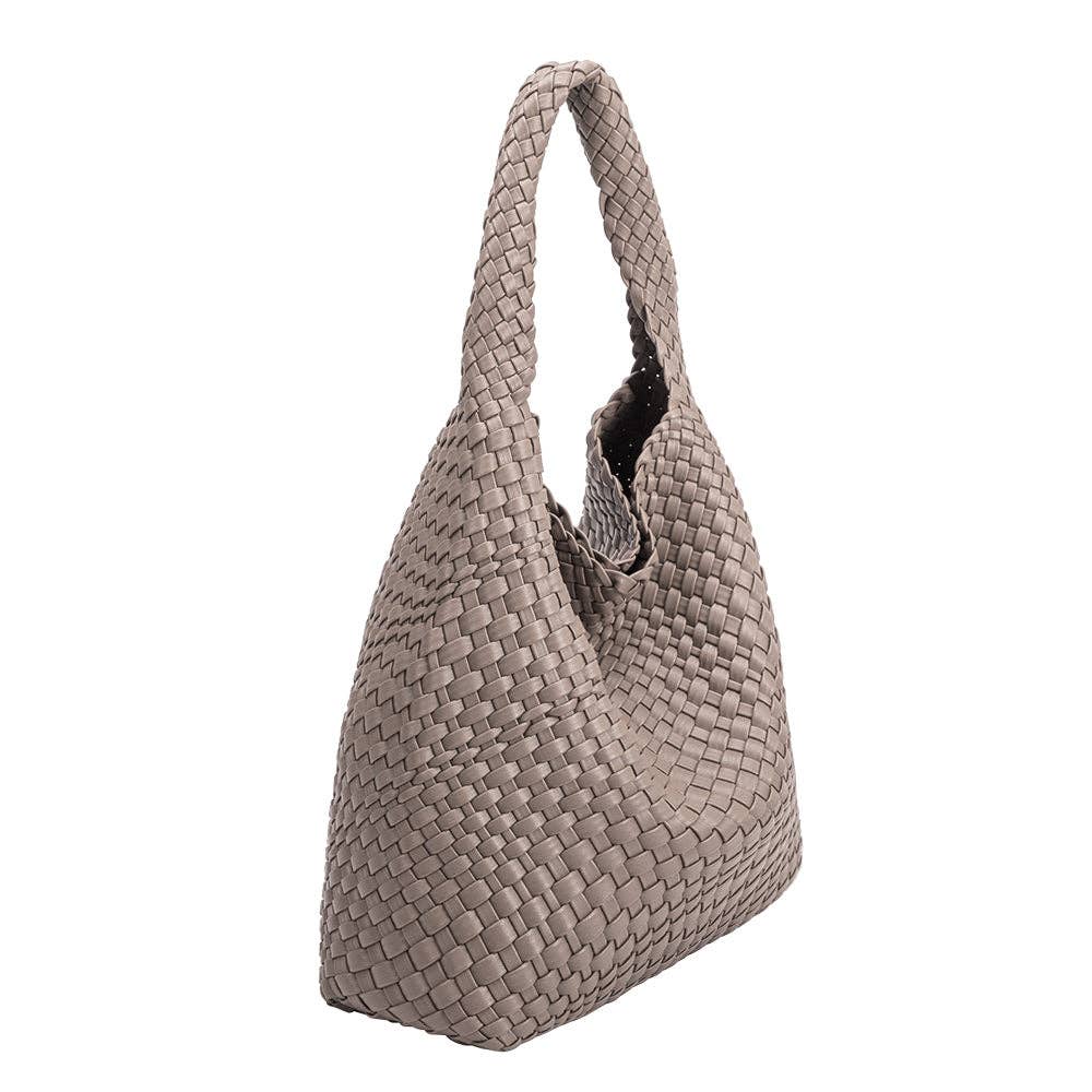 Melie Bianco Johanna große Schultertasche aus recyceltem veganem Material in Grey