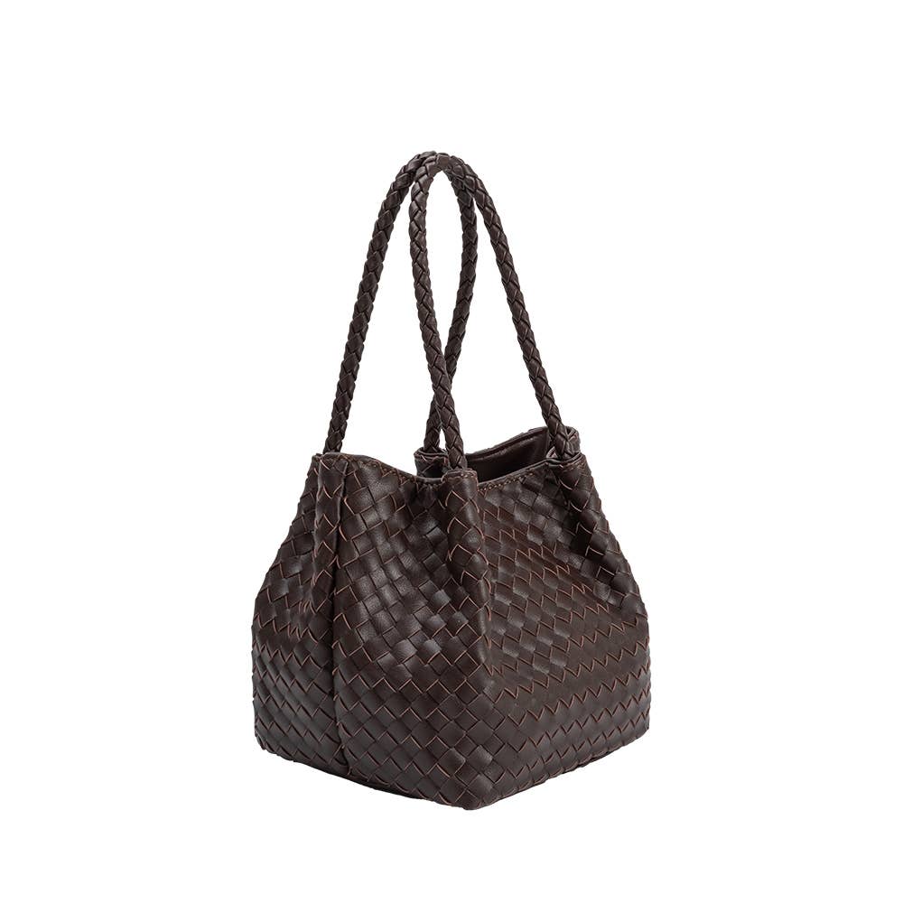 Melie Bianco Anahi Espresso Henkeltasche aus recyceltem veganem Material