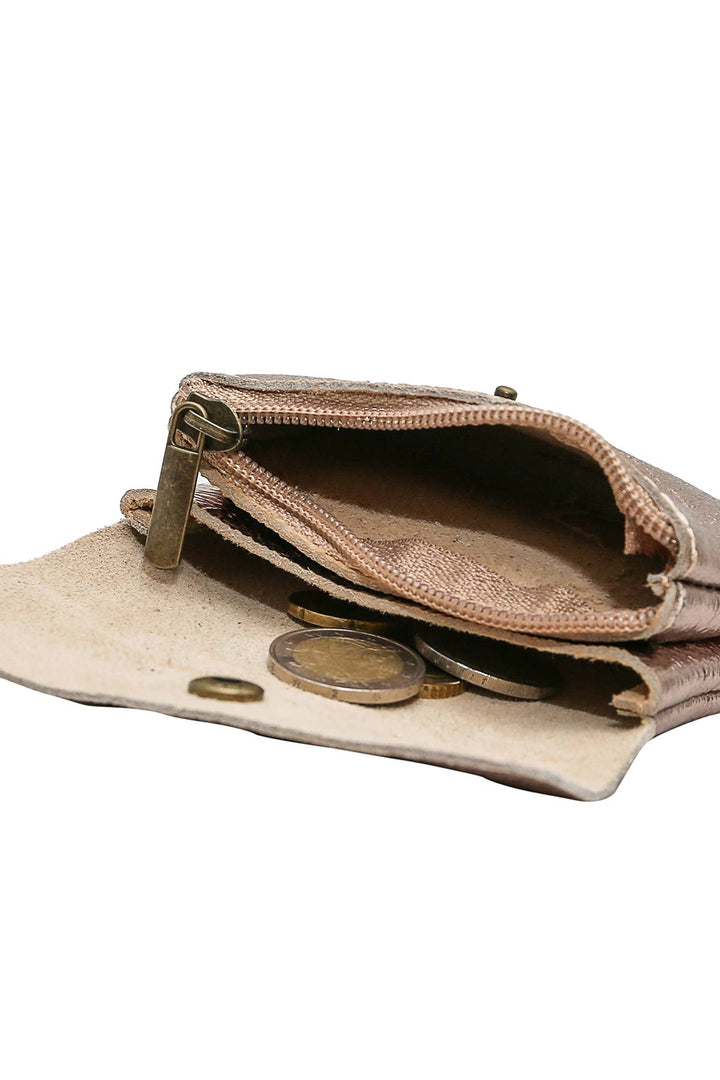 Luce small velour leather wallet, beige