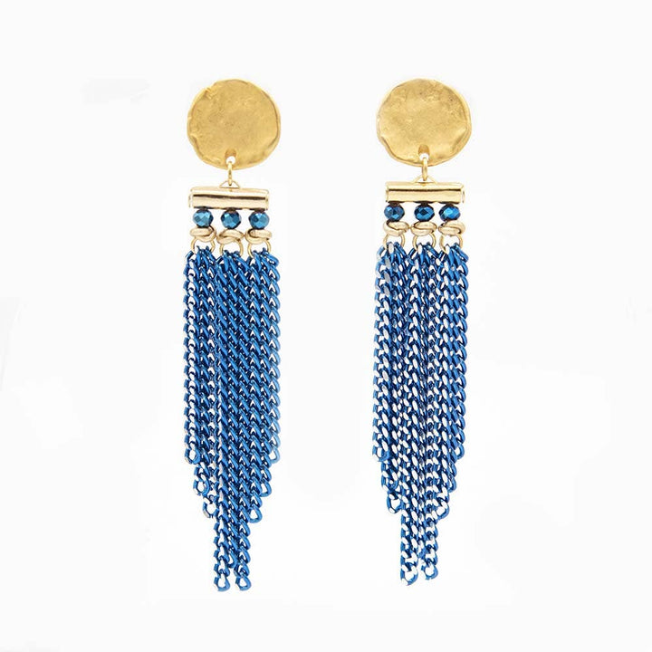 Sapphire - Kettenohrringe mit Fransen