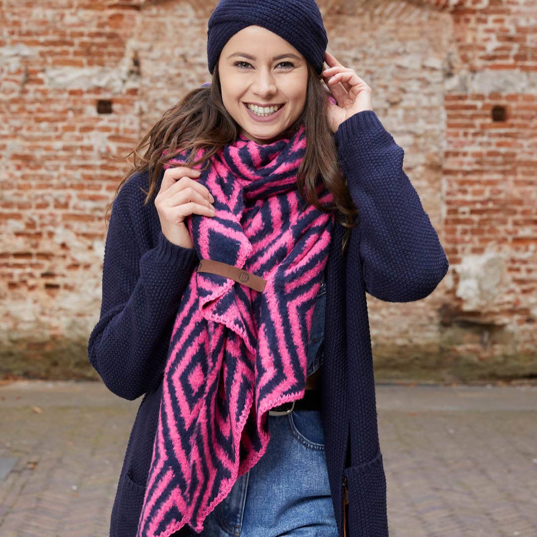 Schal Fem Arctic Navy - Rosa