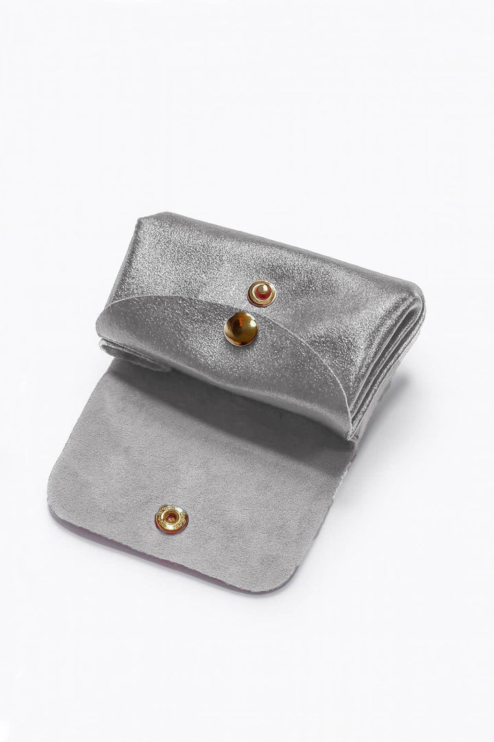 Leni small leather wallet, metal khaki