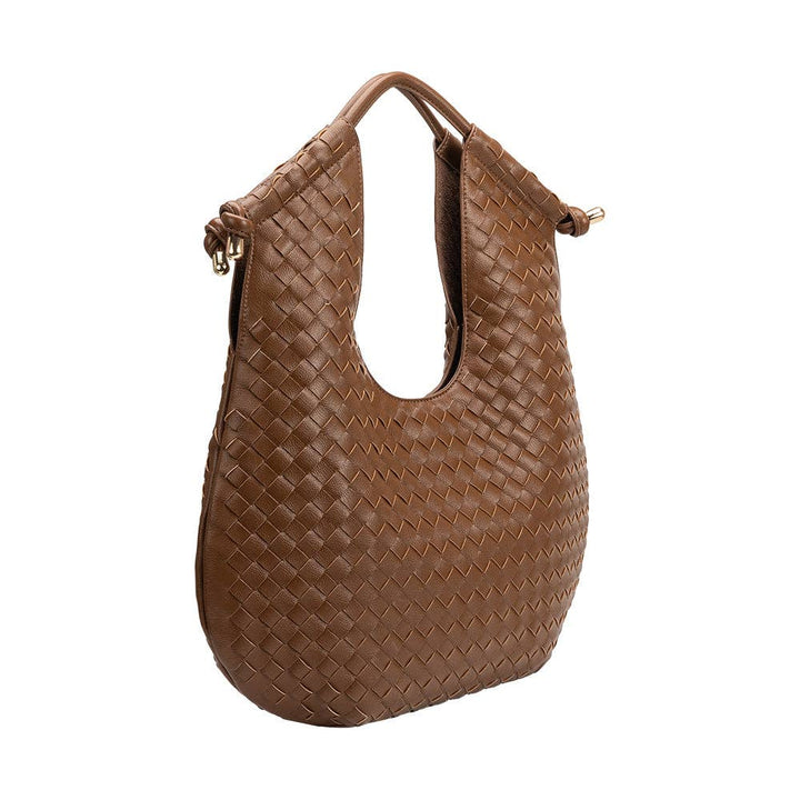 Melie Bianco Tracy vegan shoulder bag made from recycled material in chocolate
