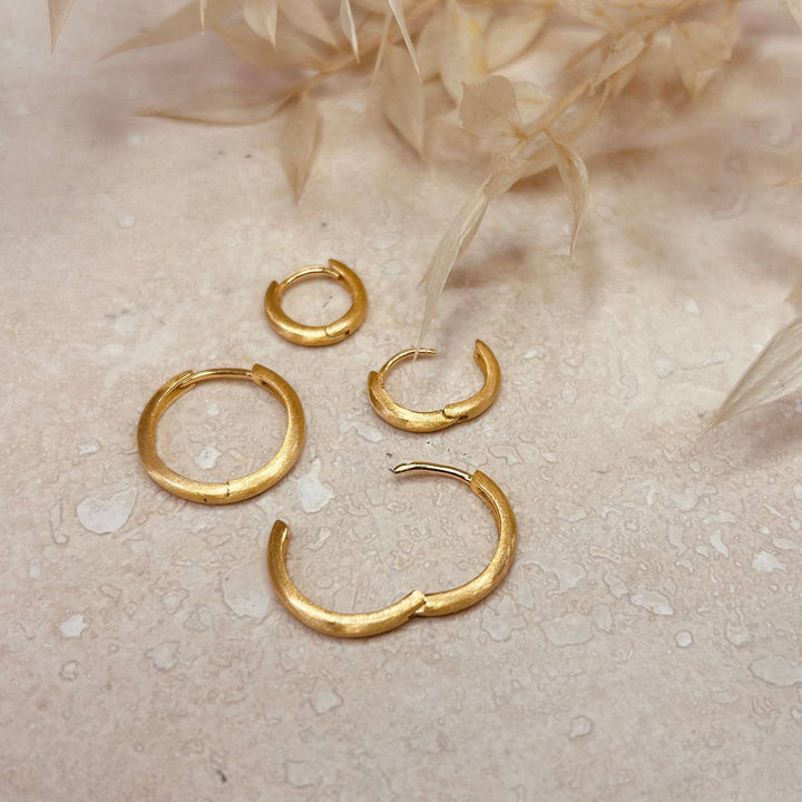 Minimalist brushed gold hoop earrings large