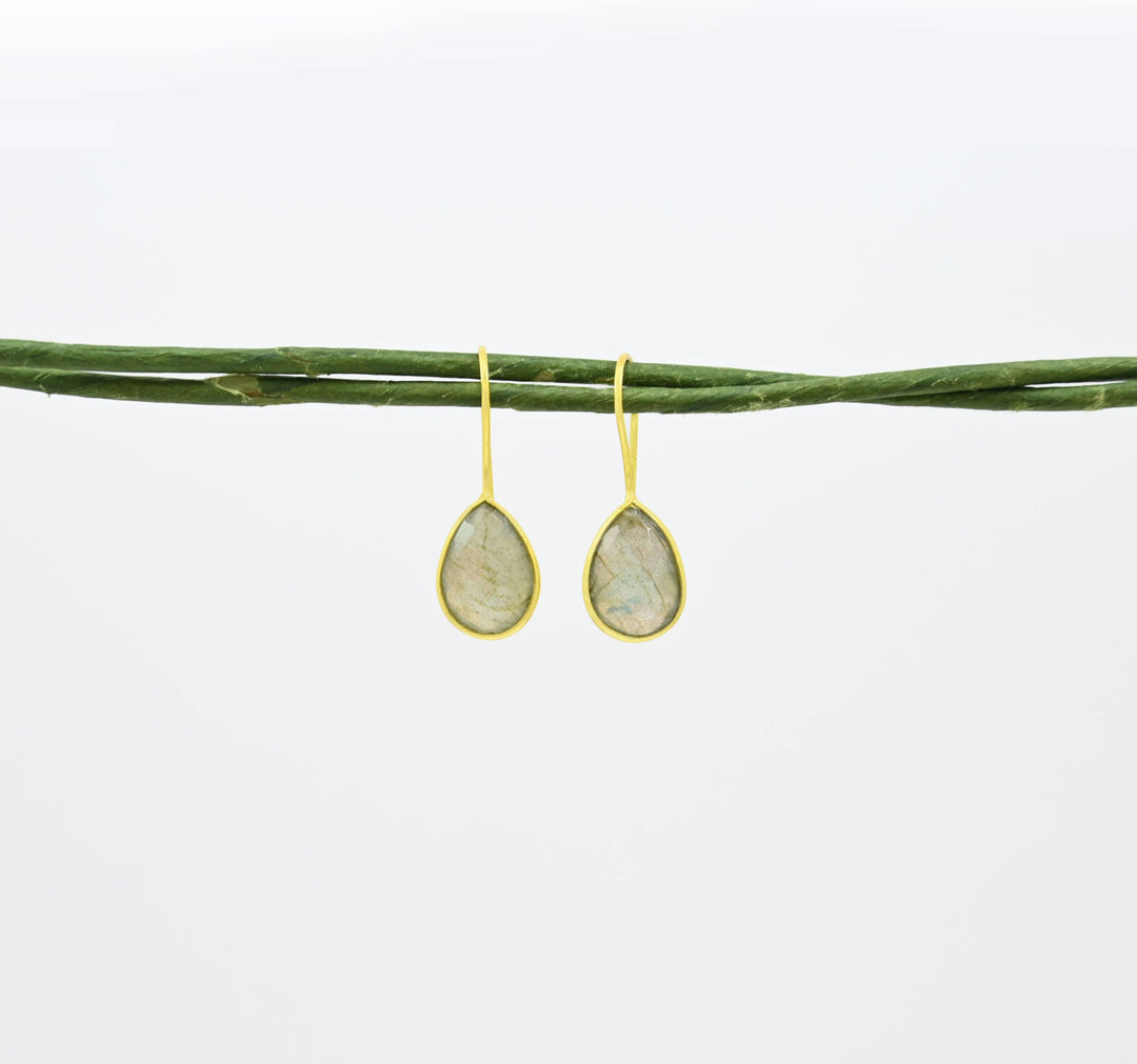 Teardrop Labradorit Gold Ohrring