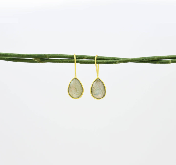 Teardrop Labradorit Gold Ohrring