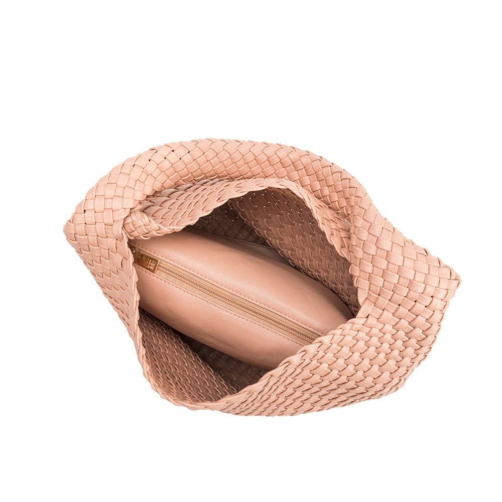 Melie Bianco Johanna große Schultertasche aus recyceltem veganem Material in Blush