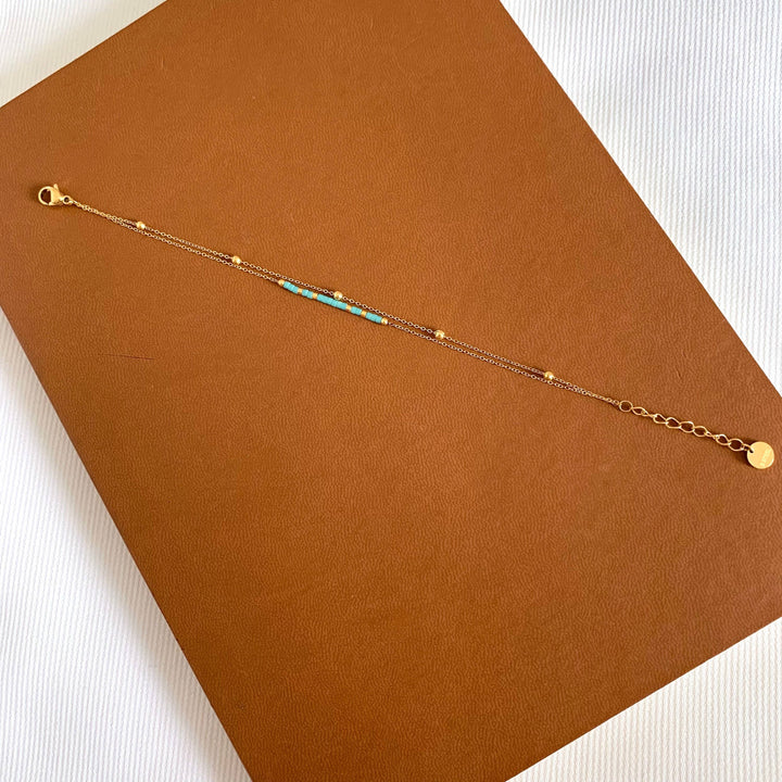 Eni Amazonit-Türkis-Doppelperlenarmband