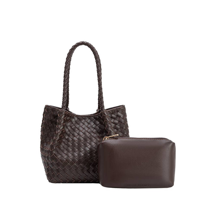 Melie Bianco Anahi Espresso Henkeltasche aus recyceltem veganem Material