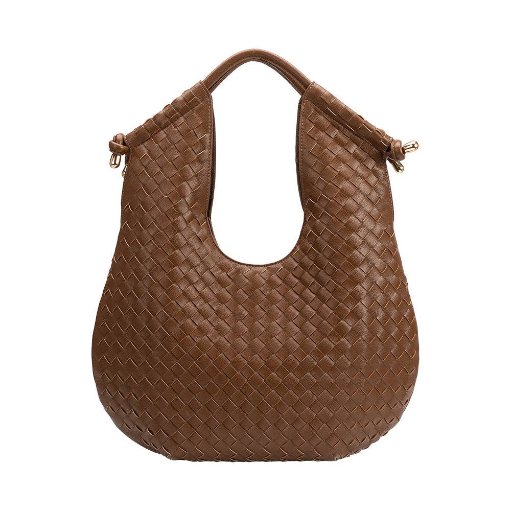 Melie Bianco Tracy vegan shoulder bag made from recycled material in chocolate