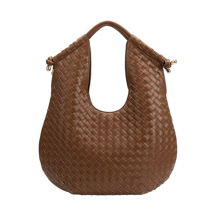 Melie Bianco Tracy vegan shoulder bag made from recycled material in chocolate