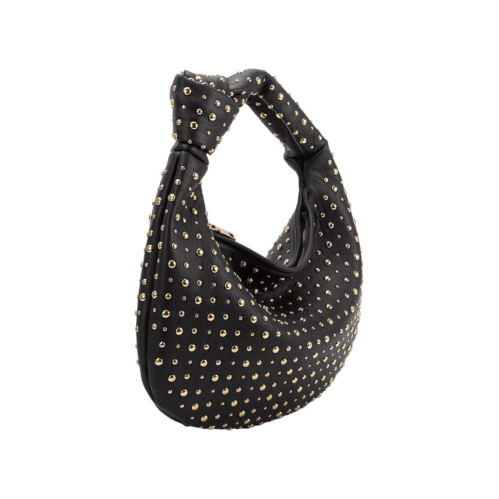 Brigitte grosse Schultertasche mit Nieten in Schwarz