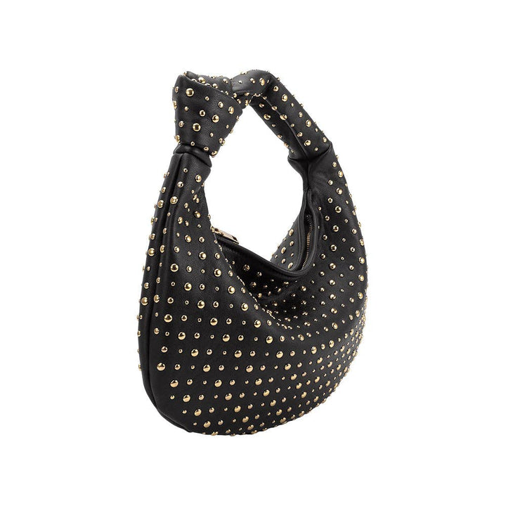 Brigitte grosse Schultertasche mit Nieten in Schwarz