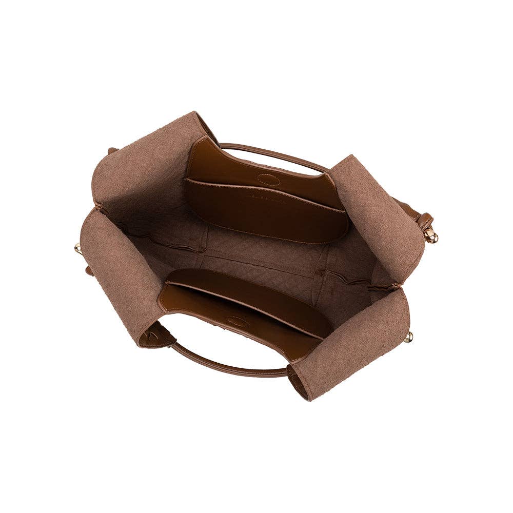 Melie Bianco Tracy vegan shoulder bag made from recycled material in chocolate