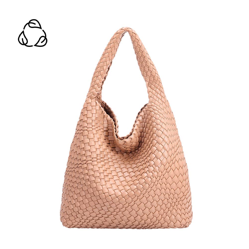 Melie Bianco Johanna große Schultertasche aus recyceltem veganem Material in Blush