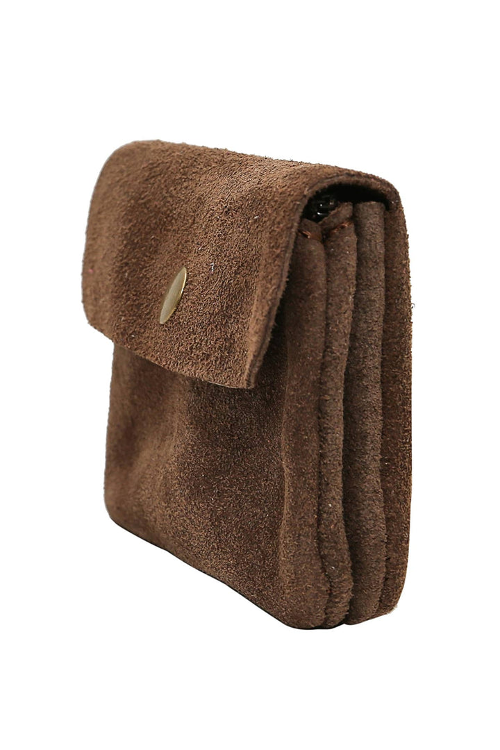 Luce small velour leather wallet, taupe