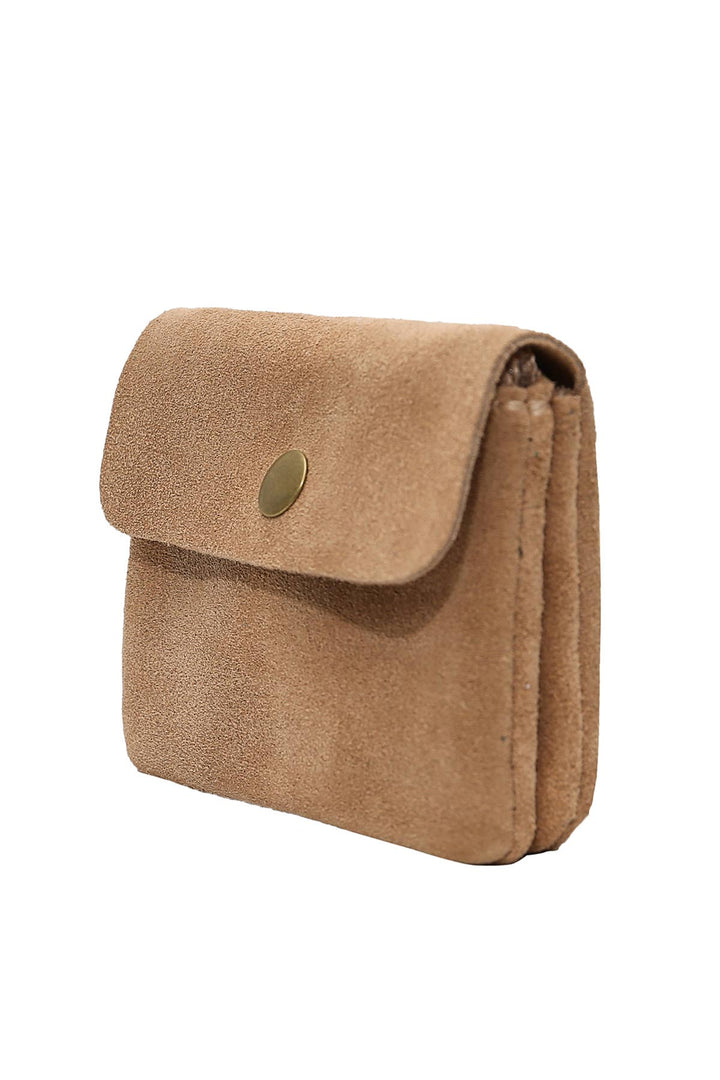 Luce small velour leather wallet, beige