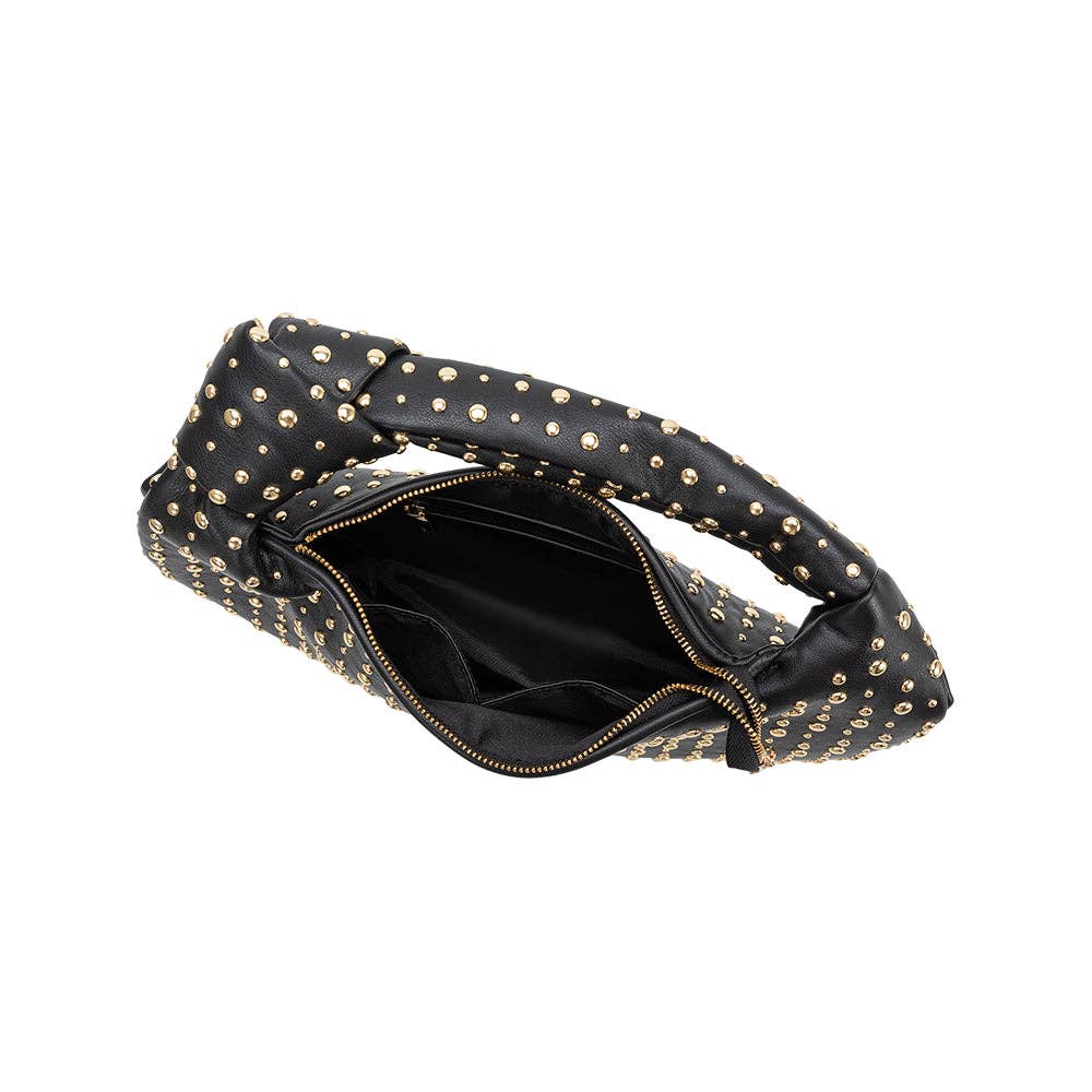 Brigitte grosse Schultertasche mit Nieten in Schwarz