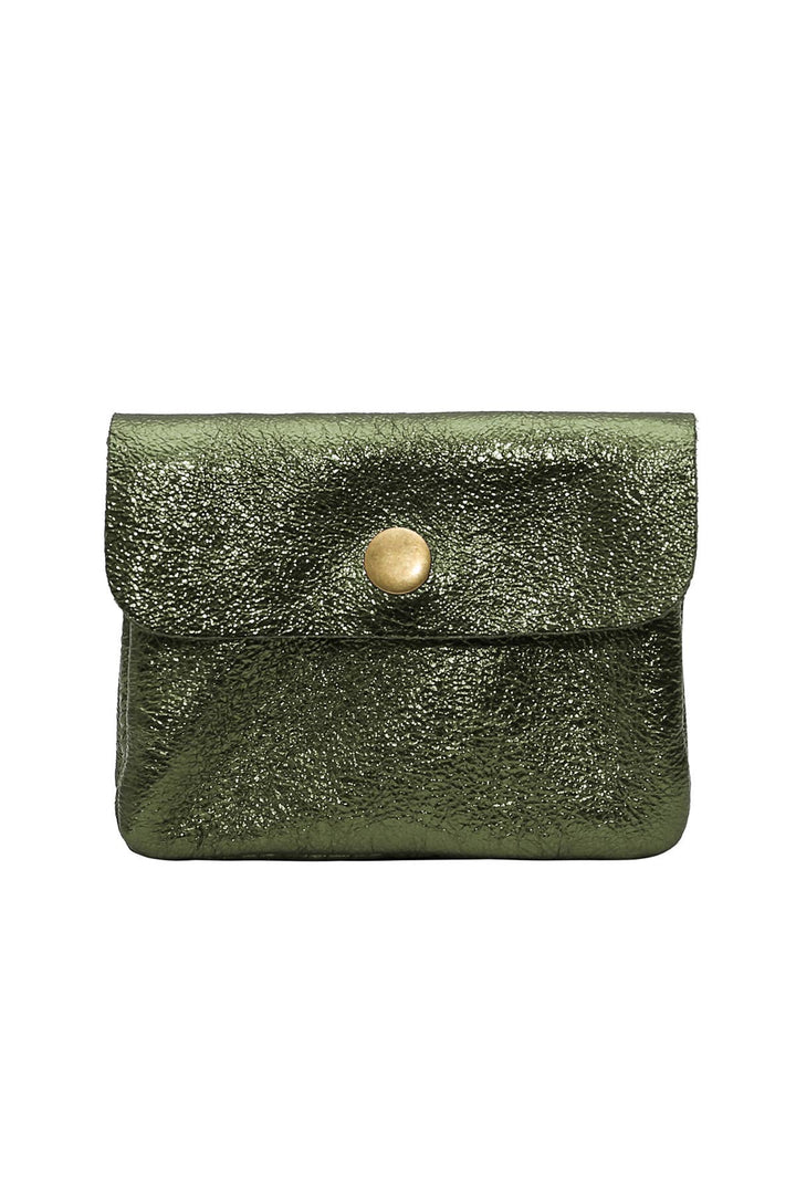 Luce small leather wallet, khaki-colored metal