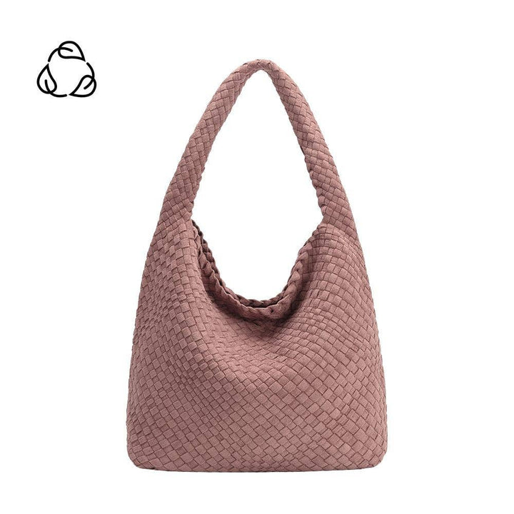 Melie Bianco Johanna große Schultertasche aus recyceltem veganem Wildlederimitat in Mauve