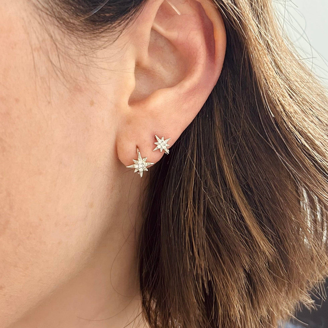Star Huggie Hoops vergoldet mit  Strasssteinen