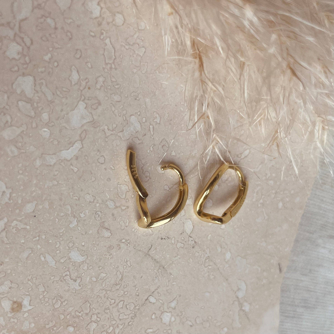 Jade abstract wave earrings in gold